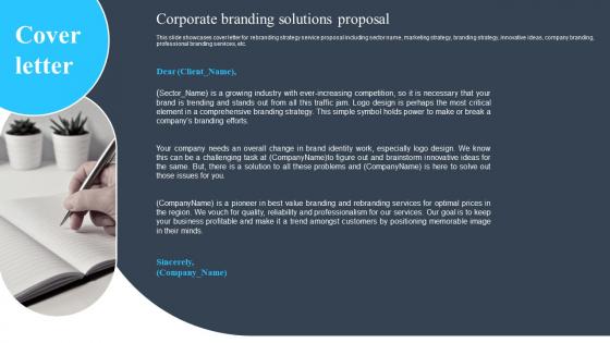 Cover Letter Corporate Branding Solutions Proposal Ppt Powerpoint Presentation File Deck