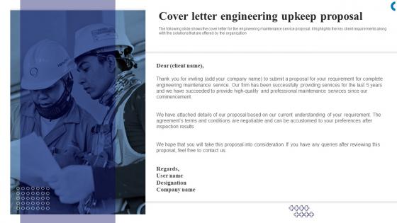 Cover Letter Engineering Upkeep Proposal Ppt Powerpoint Professional