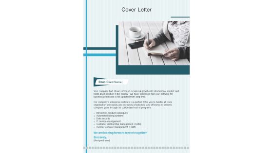 Cover Letter Enterprise Software Proposal Template One Pager Sample Example Document
