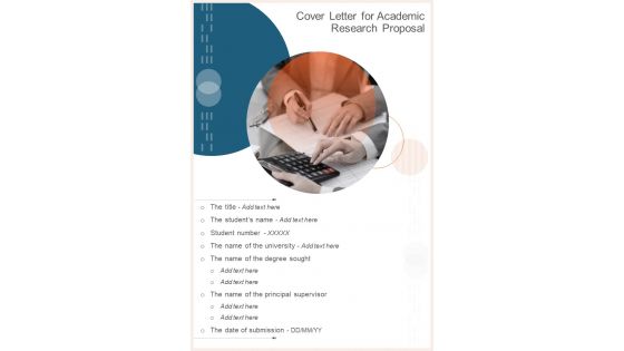 Cover Letter For Academic Research Proposal One Pager Sample Example Document