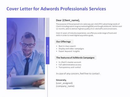 Cover letter for adwords professionals services ppt infographics