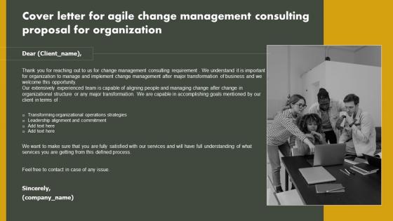 Cover Letter For Agile Change Management Consulting Proposal For Organization