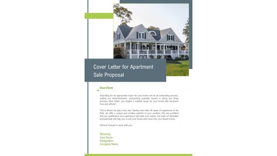 Cover Letter For Apartment Sale Proposal One Pager Sample Example Document