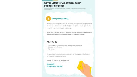 Cover Letter For Apartment Wash Business Proposal One Pager Sample Example Document