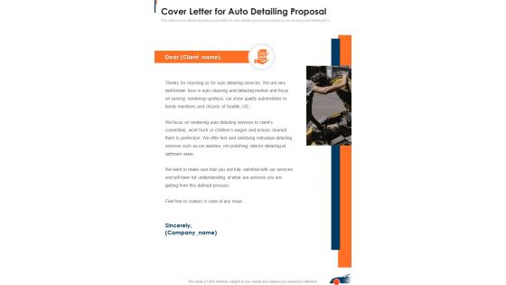 Cover Letter For Auto Detailing Proposal One Pager Sample Example Document