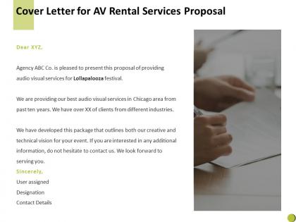 Cover letter for av rental services proposal c903 ppt powerpoint presentation summary shapes