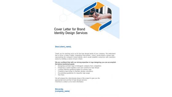 Cover Letter For Brand Identity Design Services One Pager Sample Example Document