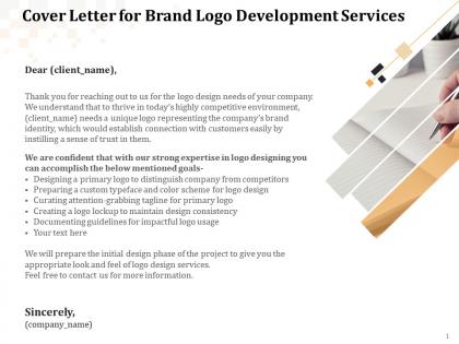Cover letter for brand logo development services ppt powerpoint presentation show