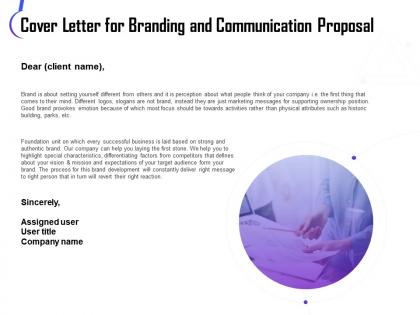 Cover letter for branding and communication proposal ppt icon example