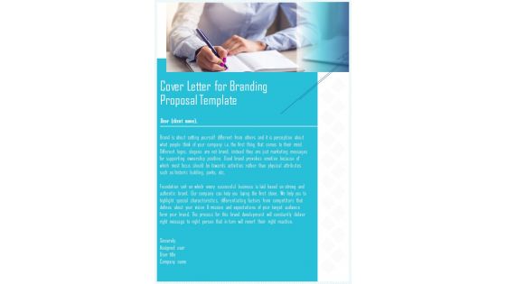 Cover Letter For Branding Proposal Template One Pager Sample Example Document
