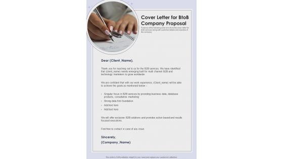 Cover Letter For Btob Company Proposal One Pager Sample Example Document