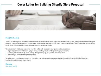 Cover letter for building shopify store proposal ppt powerpoint presentation layouts