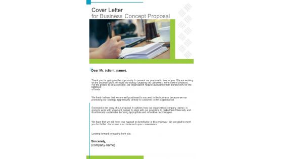 Cover Letter For Business Concept Proposal One Pager Sample Example Document
