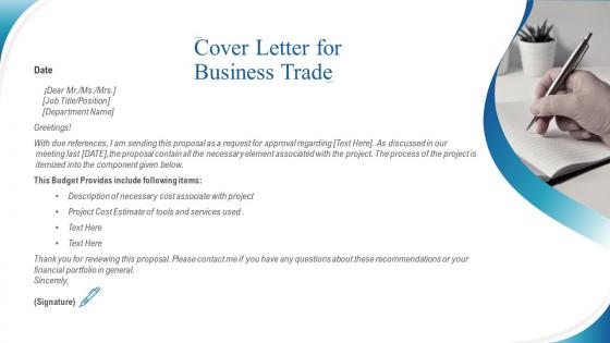 Cover letter for business trade ppt slides styles
