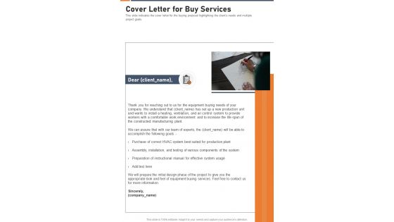 Cover Letter For Buy Services One Pager Sample Example Document