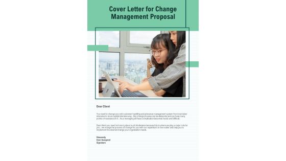 Cover Letter For Change Management Proposal One Pager Sample Example Document