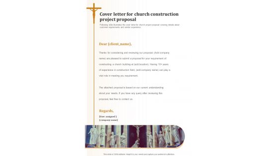 Cover Letter For Church Construction Project Proposal One Pager Sample Example Document