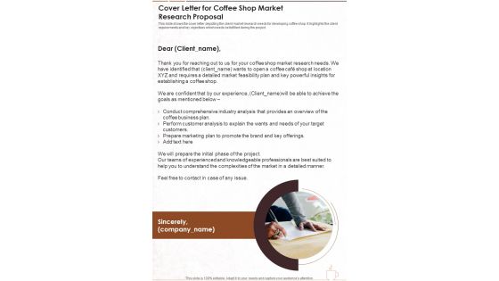 Cover Letter For Coffee Shop Market Research Proposal One Pager Sample Example Document