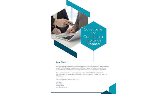 Cover Letter For Commercial Insurance Proposal One Pager Sample Example Document