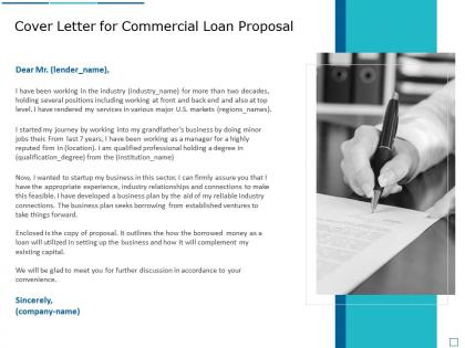 Cover letter for commercial loan proposal ppt powerpoint presentation ideas slide portrait