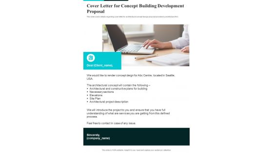 Cover Letter For Concept Building Development Proposal One Pager Sample Example Document