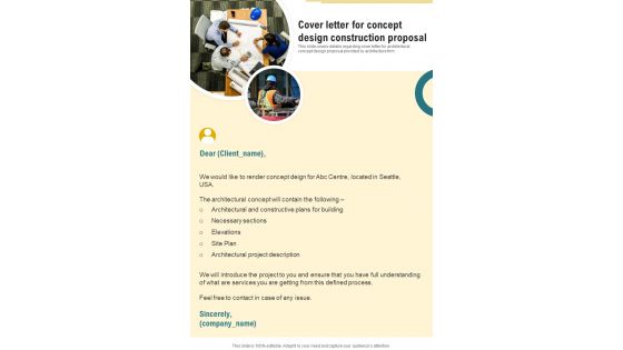 Cover Letter For Concept Design Construction Proposal One Pager Sample Example Document