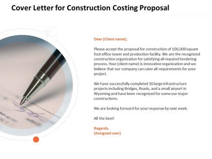 Cover letter for construction costing proposal ppt powerpoint presentation file