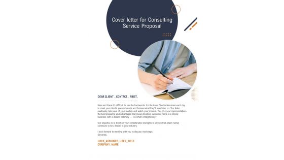 Cover Letter For Consulting Service Proposal One Pager Sample Example Document