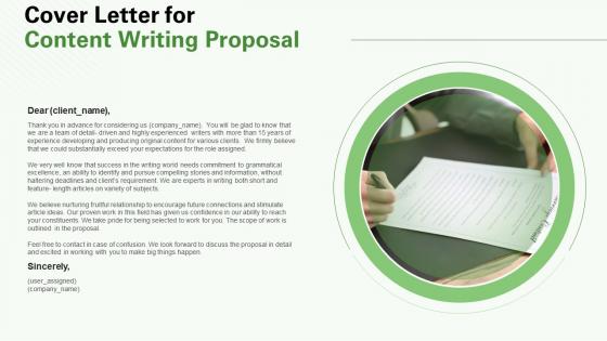 Cover letter for content writing proposal ppt designs
