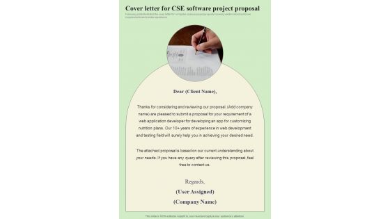 Cover Letter For Cse Software Project Proposal One Pager Sample Example Document