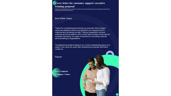 Cover Letter For Customer Support Executive Training Proposal One Pager Sample Example Document