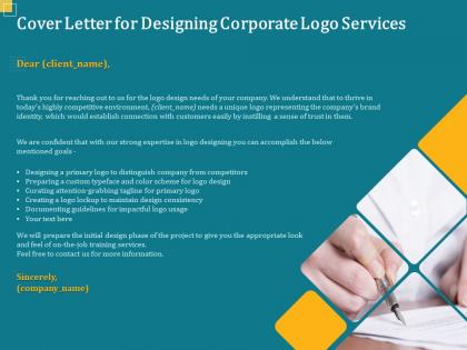 Cover letter for designing corporate logo services ppt powerpoint presentation portfolio