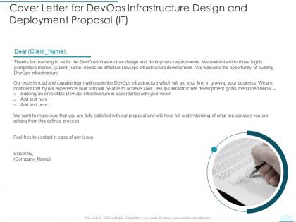 Cover letter for devops infrastructure design and deployment proposal it ppt information