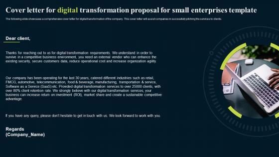 Cover Letter For Digital Transformation Proposal For Small Enterprises Template Ppt Themes