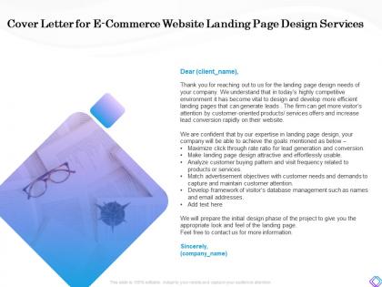 Cover letter for e commerce website landing page design services database ppt summary picture