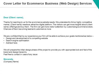 Cover letter for ecommerce business web design services ppt powerpoint presentation slides maker