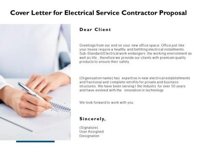 Cover letter for electrical service contractor proposal ppt slides
