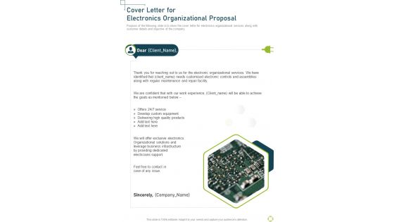 Cover Letter For Electronics Organizational Proposal One Pager Sample Example Document