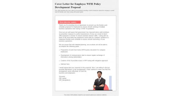 Cover Letter For Employee WFH Policy Development One Pager Sample Example Document