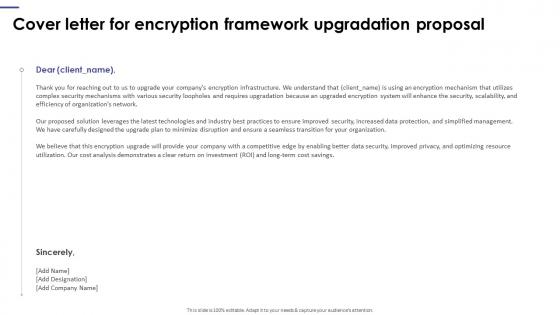 Cover Letter For Encryption Framework Upgradation Proposal