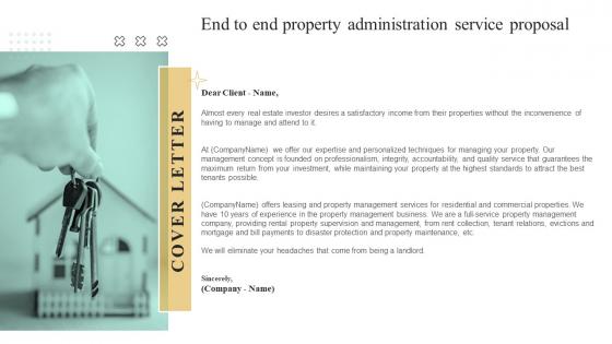 Cover Letter For End To End Property Administration Service Proposal