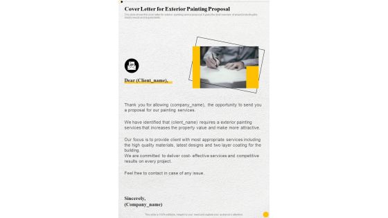 Cover Letter For Exterior Painting Proposal One Pager Sample Example Document