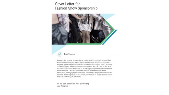 Cover Letter For Fashion Show Sponsorship One Pager Sample Example Document