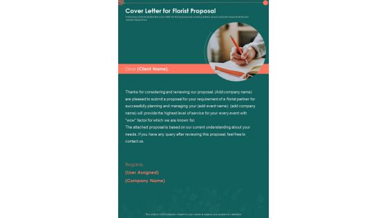 Cover Letter For Florist Proposal One Pager Sample Example Document