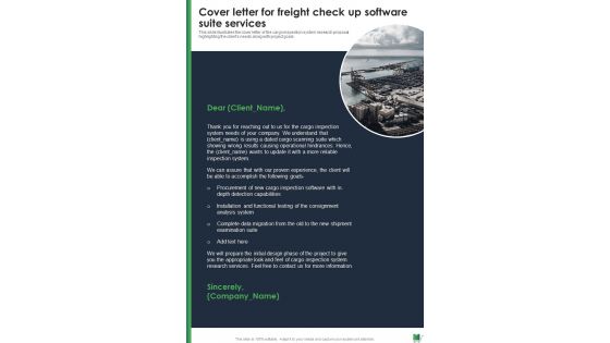 Cover Letter For Freight Check Up Software Suite Services One Pager Sample Example Document