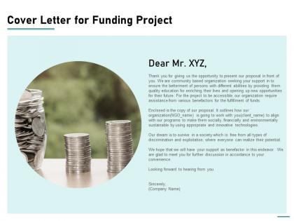 Cover letter for funding project ppt powerpoint presentation infographic deck