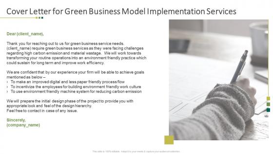 Cover letter for green business model implementation services ppt summary format