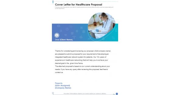 Cover Letter For Healthcare Proposal One Pager Sample Example Document