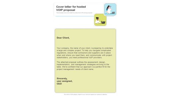 Cover Letter For Hosted Voip Proposal One Pager Sample Example Document