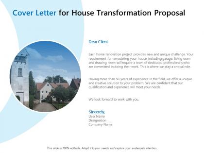 Cover letter for house transformation proposal ppt powerpoint icon example